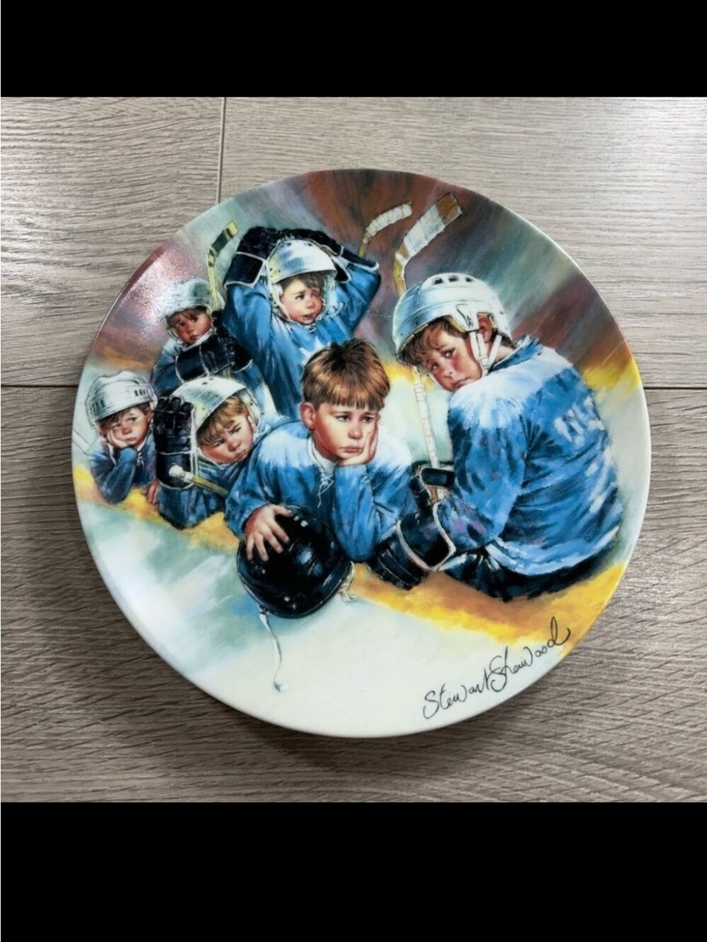 Vintage Stewart Sherwood 1989 Falling Behind Hockey Plate Collectable